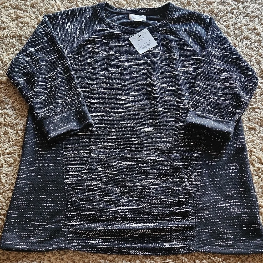 Liz Clairborne Weekend Knit 3 Quarter Length Sleeve Black & White Top Womans XXL - Picture 1 of 9